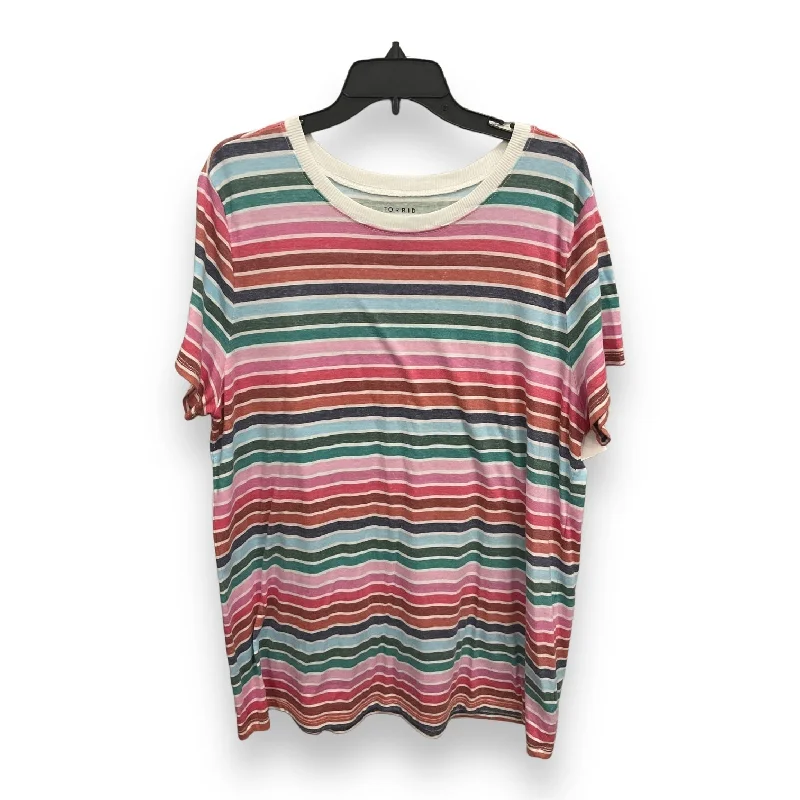 women's tops with flutter sleevesTop Short Sleeve Basic By Torrid In Striped Pattern, Size: 2x