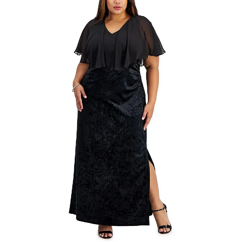 women's off-the-shoulder dressesConnected Apparel Womens Plus Velvet Long Evening Dress