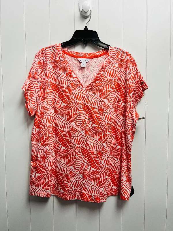 women's tops that offer a perfect blend of style, comfort, and affordabilityTop Short Sleeve By Liz Claiborne In Orange & White, Size: Xxl