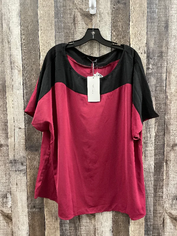 women's tops with bell sleevesTop Short Sleeve By Cme In Black & Red, Size: 1x