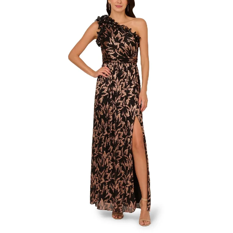 Bohemian DressAdrianna Papell Womens Metallic One Shoulder Evening Dress