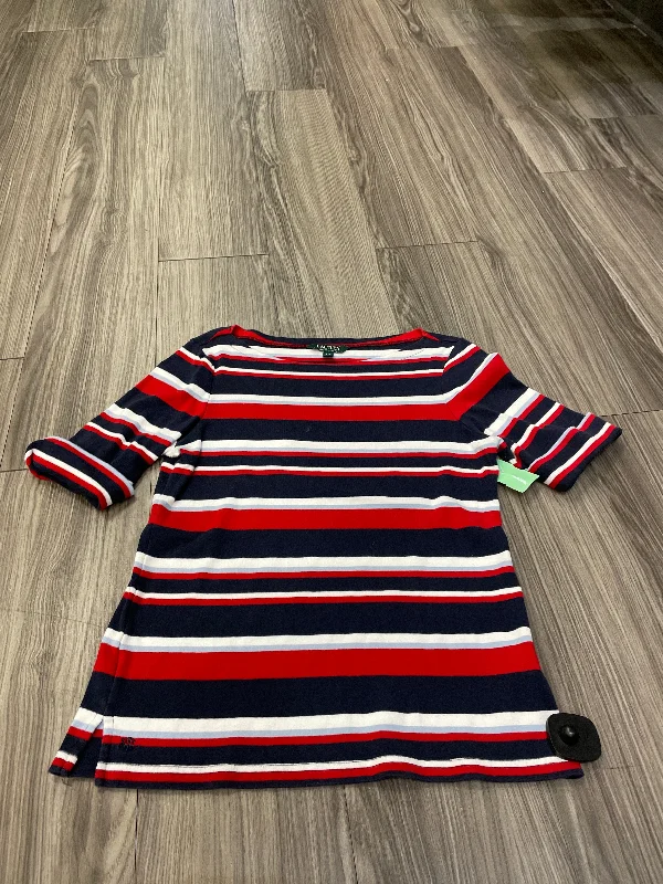 women's tops for those who want to add a touch of elegance and sophistication to their everyday wearTop Short Sleeve By Lauren By Ralph Lauren In Striped Pattern, Size: L