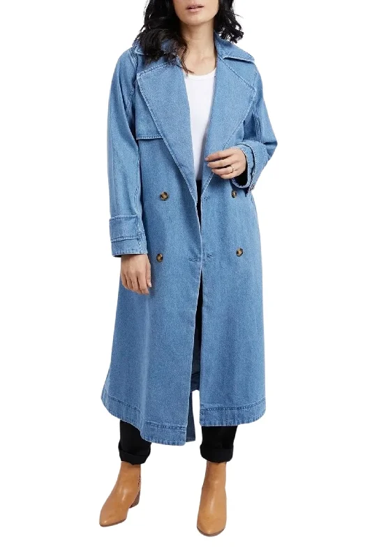 women's coats in bold colorsELSIE DENIM TRENCH - 81D1271