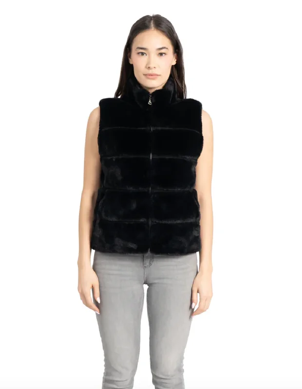 women's coats for cozy nights inVince Faux Fur Vest - Black