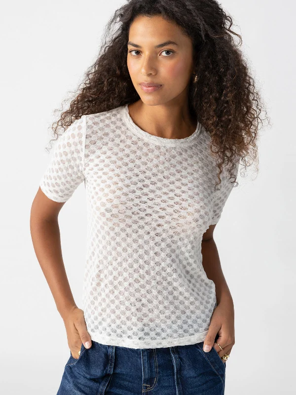 off-the-shoulder women's topsGeo Mesh Tee Chalk