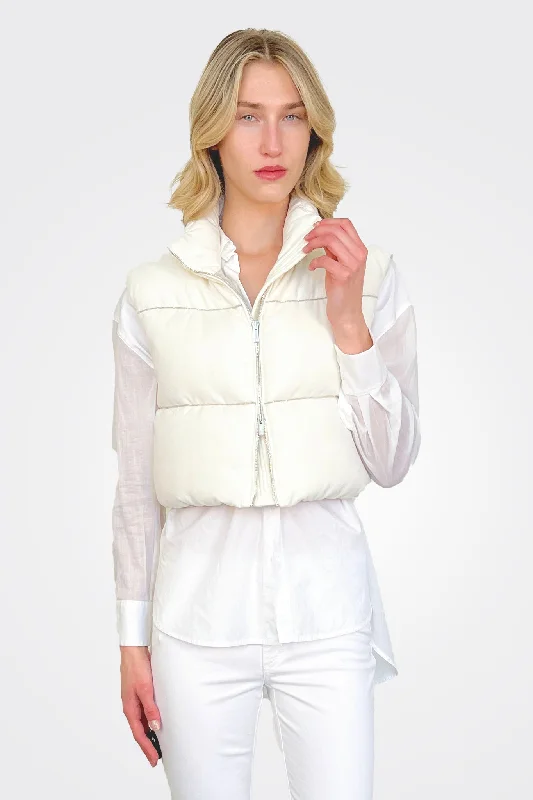 women's coats for those who seek both warmth and flairCropped Puffer Vest - Off White