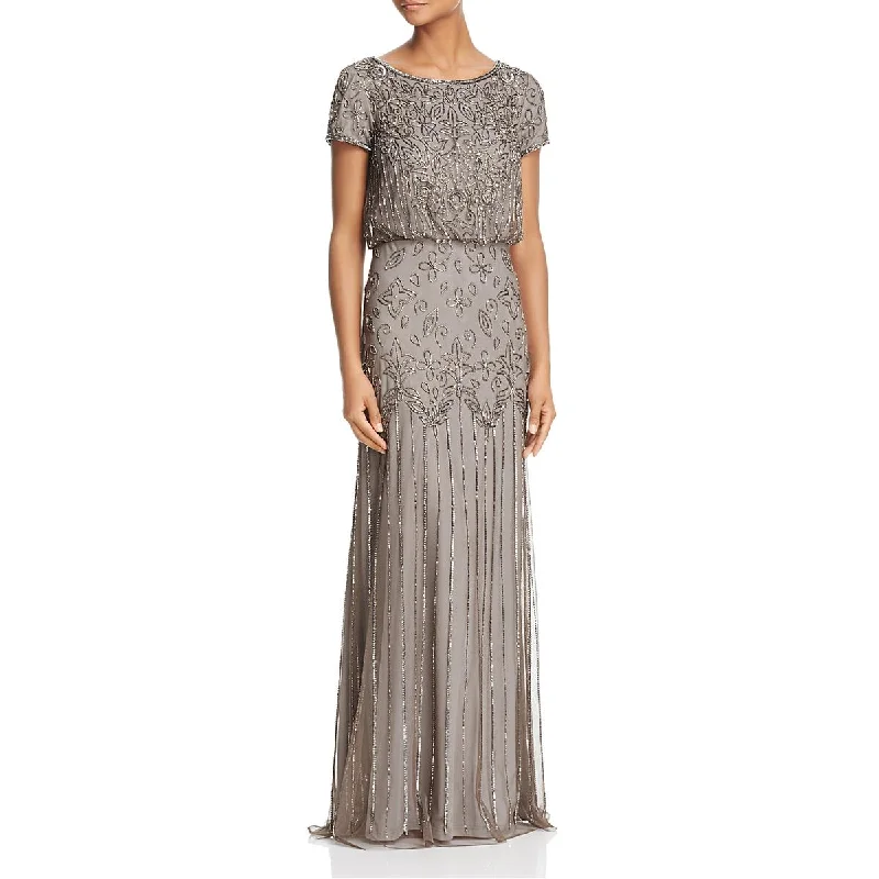 Velvet DressAdrianna Papell Womens Embellished Blouson Evening Dress