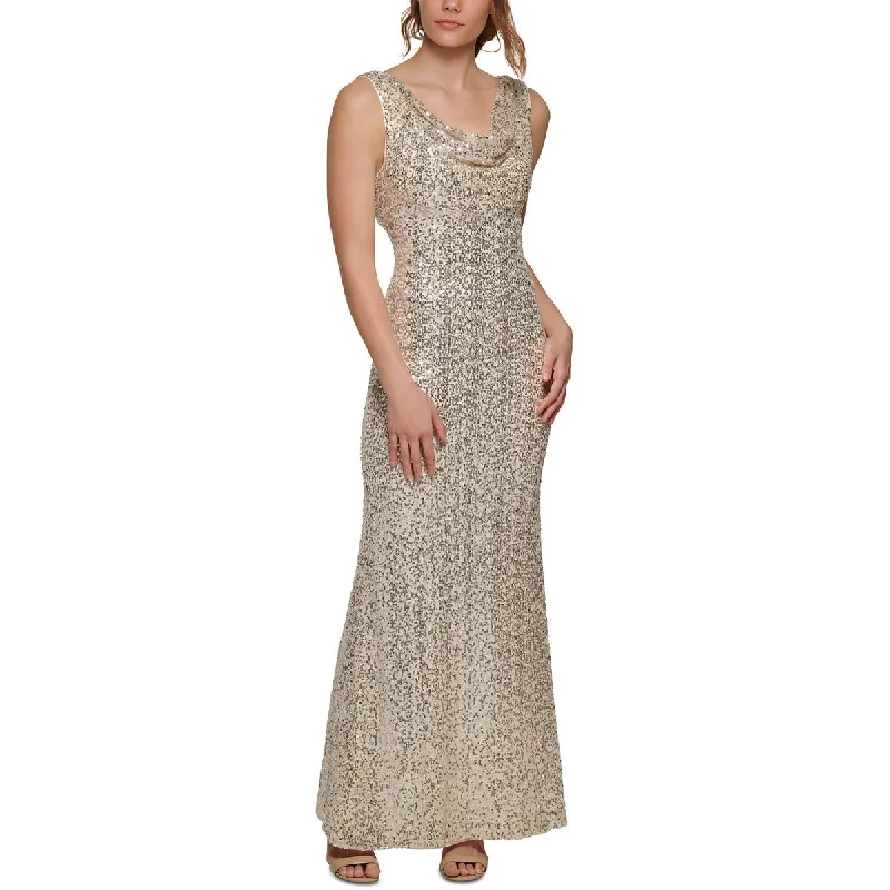 Evening DressVince Camuto Womens Sequined Mesh Evening Dress