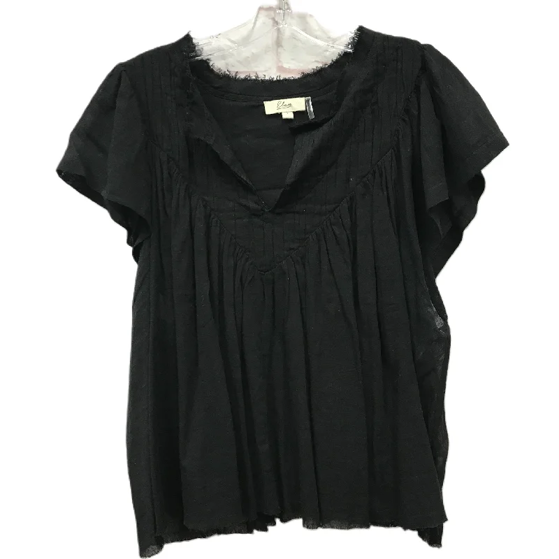 women's tops for minimalist aestheticsTop Short Sleeve By Elan In Black, Size: L