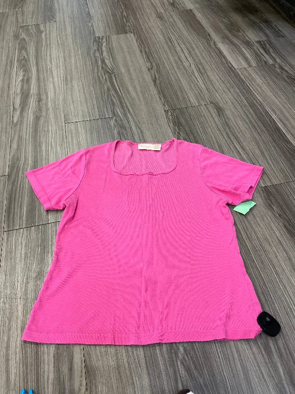 elegant women's topsTop Short Sleeve By Christy And Jill In Pink, Size: L