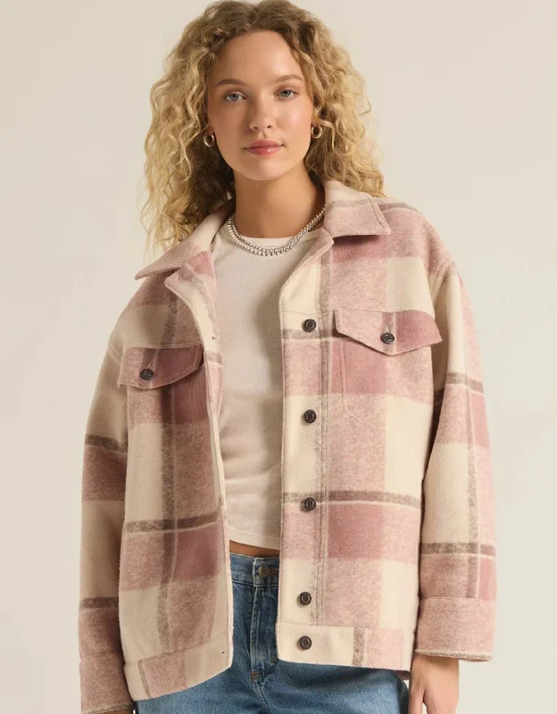 women's coats with removable fur liningsZ Supply Preston Plaid Jacket SEA SALT