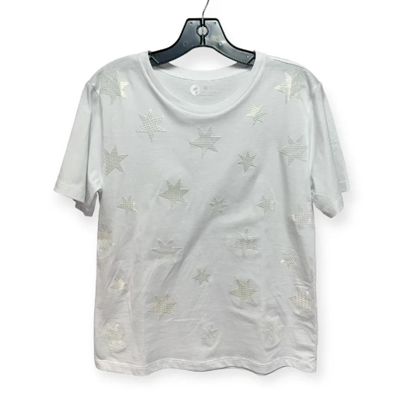 satin women's topsSequin Star Top Short Sleeve By Elliott Lauren In White, Size: S