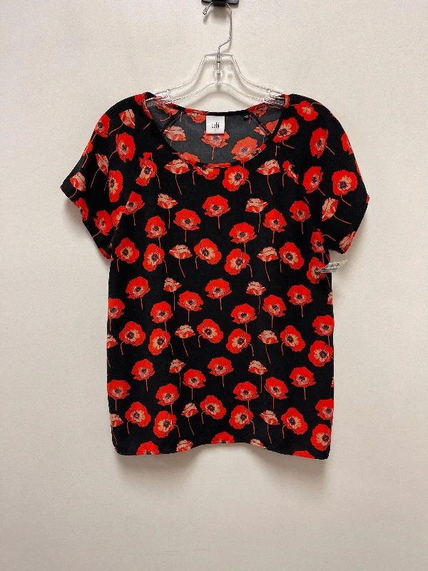 women's tops for vintage fashion enthusiastsTop Short Sleeve By Cabi In Black & Red, Size: S