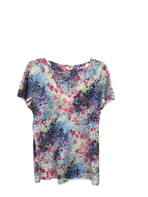 women's tops for creating capsule wardrobesTop Short Sleeve By Exact Change In Floral Print, Size: M