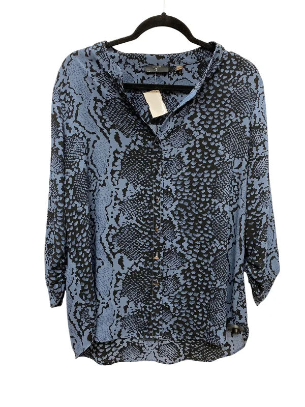 women's tops with asymmetrical designsTop Long Sleeve By Tahari By Arthur Levine In Snakeskin Print, Size: L