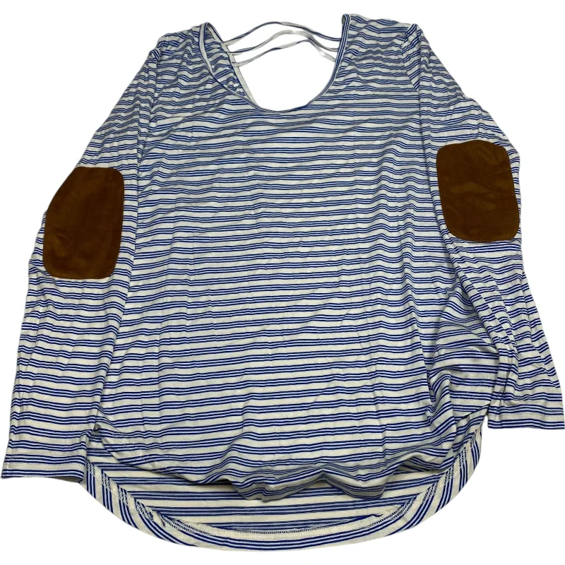 women's tops with built-in brasTop Long Sleeve By Kavu In Blue & White, Size: L