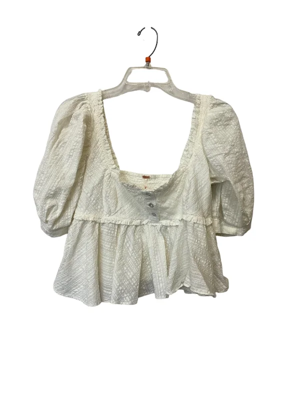 women's tops with ruffled hemsTop Short Sleeve By Free People In White, Size: Xs