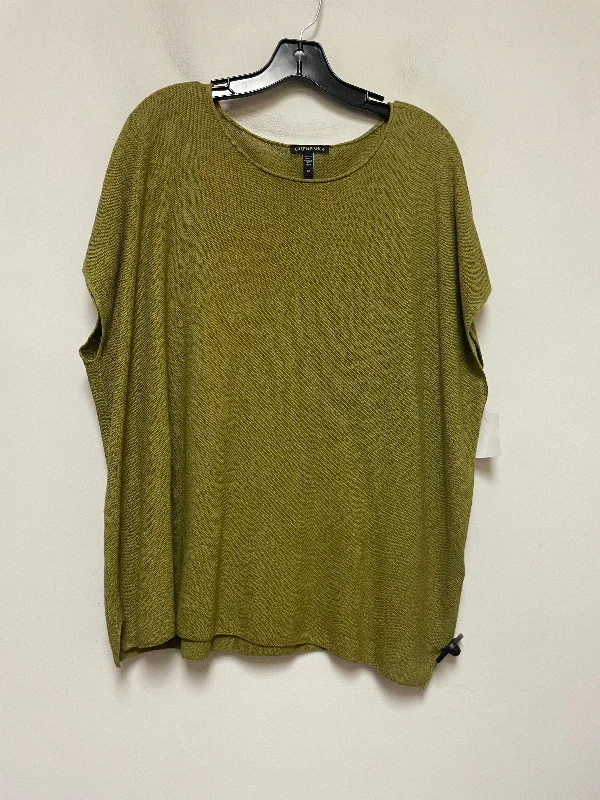 women's tops with bell sleevesTop Short Sleeve By Eileen Fisher In Green, Size: 2x