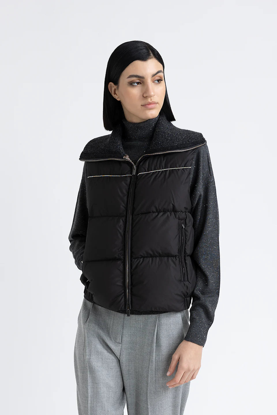 women's coats for those who prefer classic over trendySleeveless Goose Down Jacket - Graphite