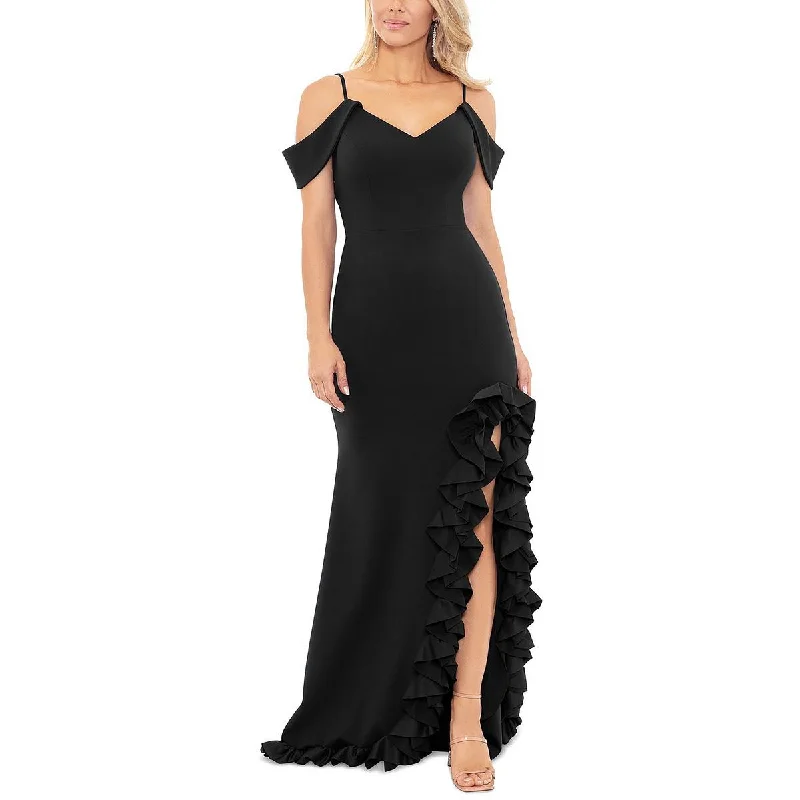 women's limited-edition dressesXscape Womens Ruffled Cold Shoulder Evening Dress