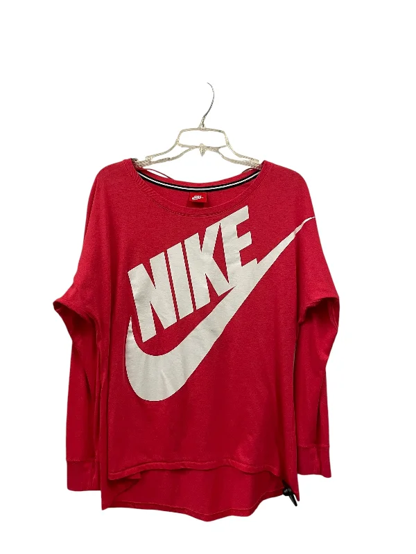 women's tops with cold-shoulder cutsTop Long Sleeve By Nike In Pink, Size: L