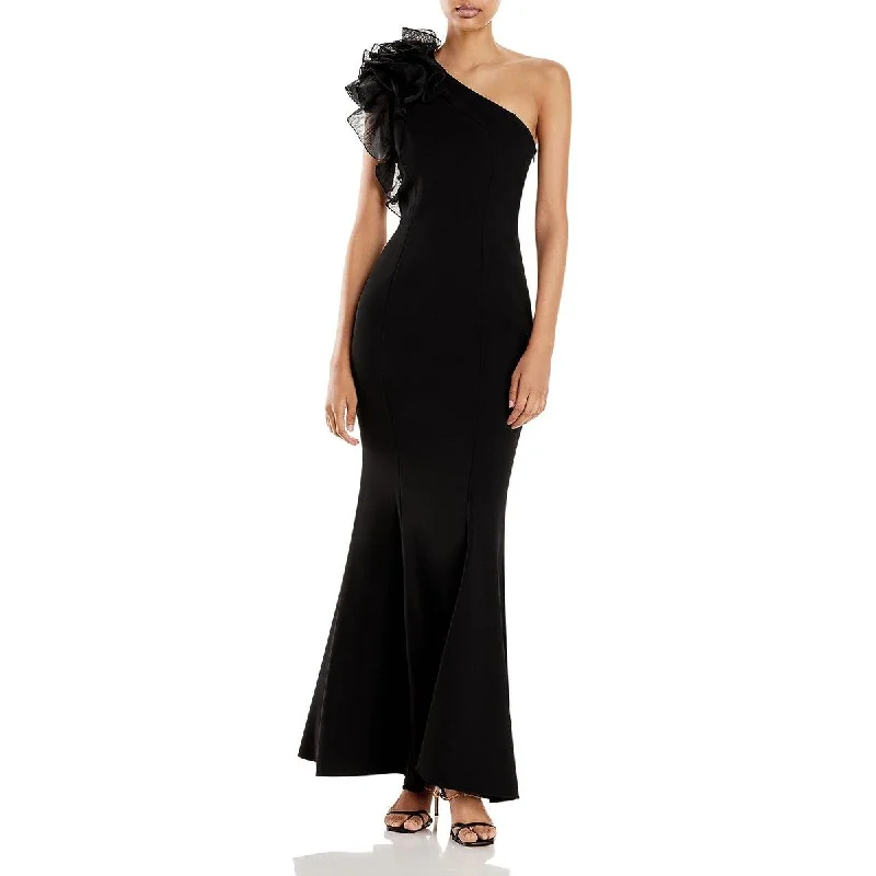 women's fair-trade dressesAidan Mattox Womens Ruffled Shoulder Long Evening Dress