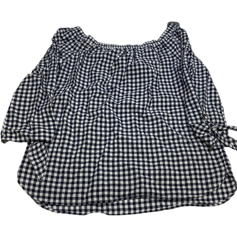 women's tops made from cottonTop Long Sleeve By Crown And Ivy In Blue & White, Size: M