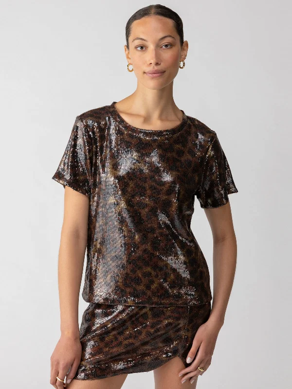 women's tops for cozy nights inSequin Perfect Tee Night Spots