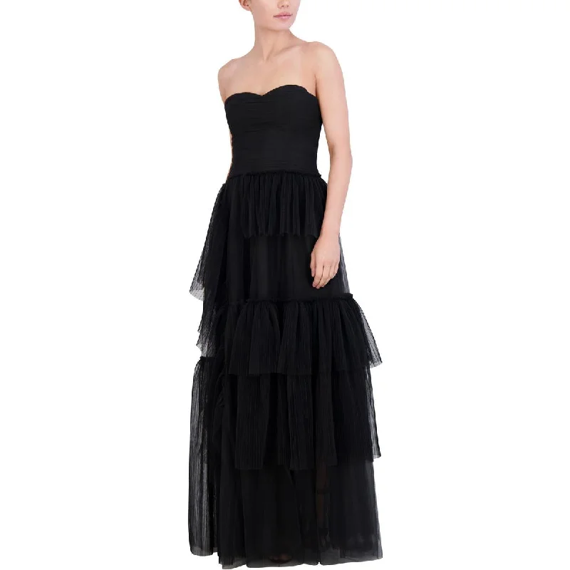 Body-Hugging DressBCBGMAXAZRIA Womens Tulle Strapless Evening Dress