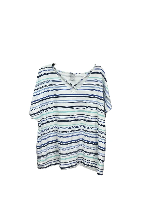 off-the-shoulder women's topsTop Short Sleeve By Chicos In Striped Pattern, Size: 2x