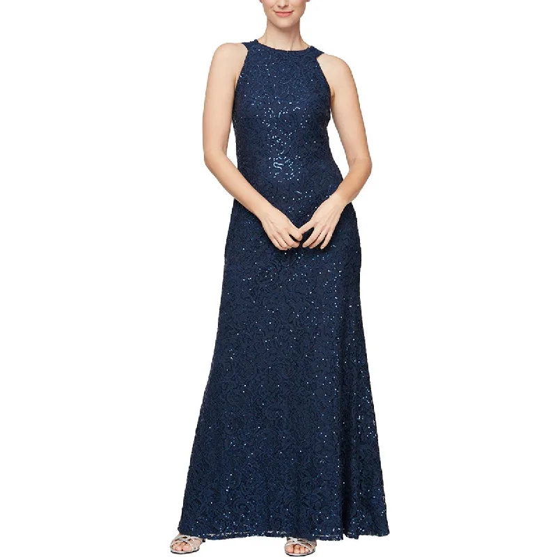 Chic DressAlex Evenings Womens Sequined Drapey Evening Dress