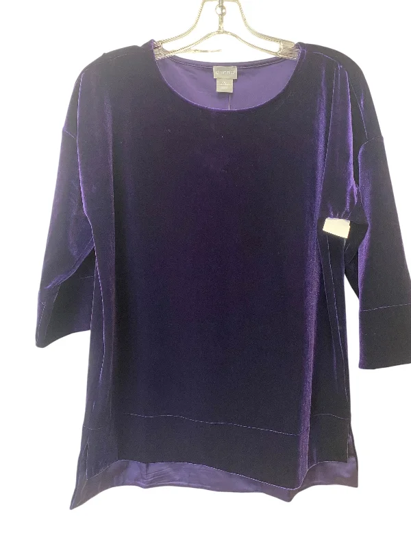 women's tops with cold-shoulder cuts and lace detailingTop Long Sleeve By Chicos In Purple