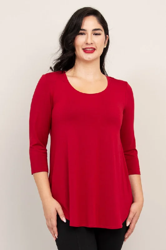 women's tops for fashion-forward individualsJazz 3/4 Slv Top, Lipstick, Bamboo