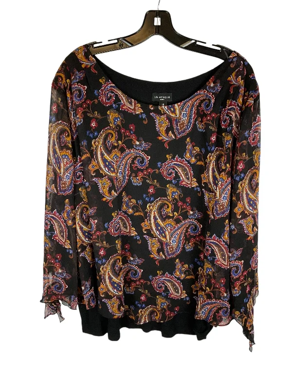 women's tops for those who want to add a personal touch to their wardrobe with unique and one-of-a-kind piecesTop Long Sleeve By In Studio In Black, Size: 3x