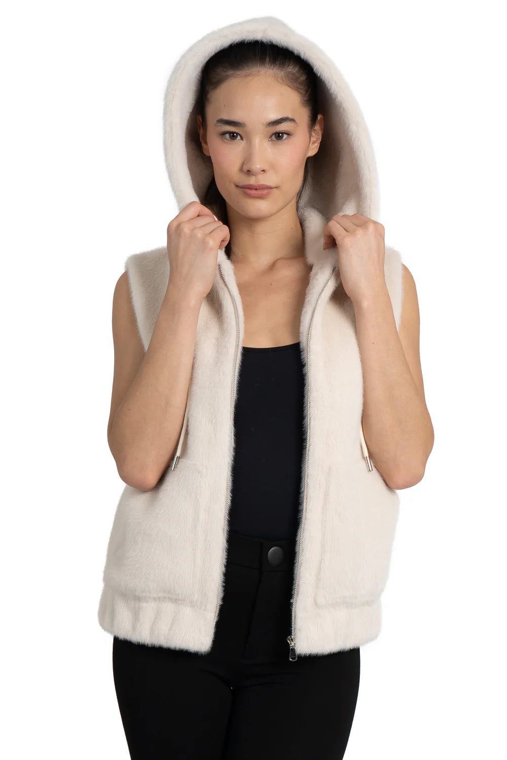 women's coats for glamorous eveningsMolly Faux Fur Vest - Ivory