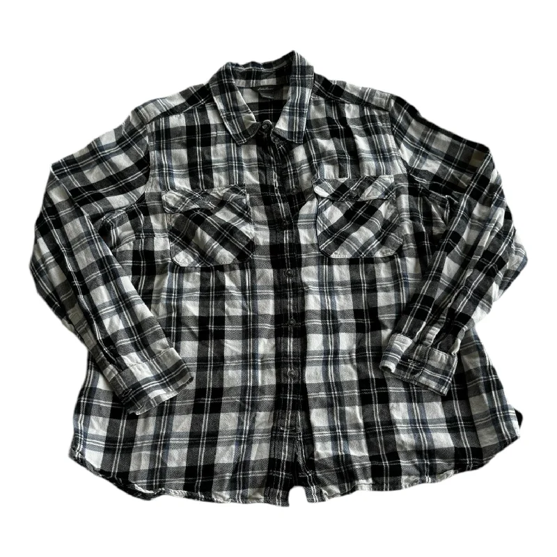 women's tops for those who prefer classic over trendy stylesTop Long Sleeve By Eddie Bauer In Plaid Pattern, Size: L