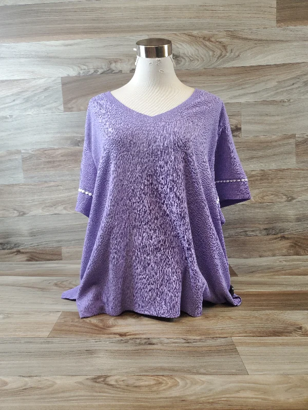 women's tops with asymmetrical designsTop Short Sleeve By Cuddl Duds In Purple, Size: Xl