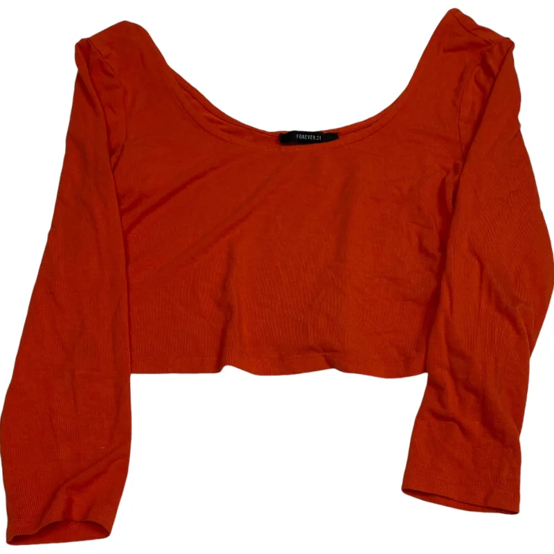 women's tops with ruffled hemsTop Long Sleeve Basic By Forever 21 In Orange, Size: M