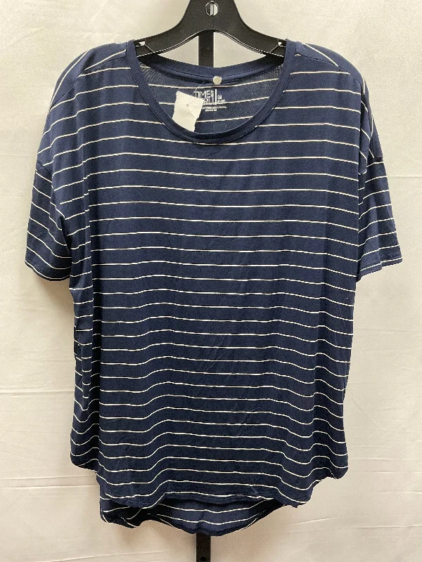 women's tops for evening soireesTop Short Sleeve Basic By Time And Tru In Striped Pattern, Size: M