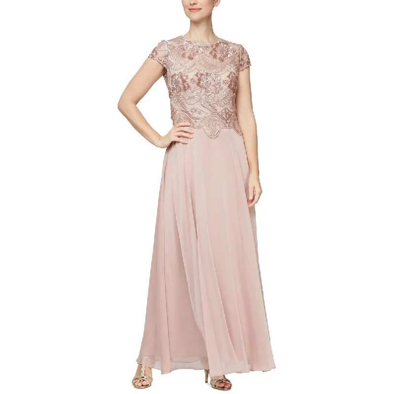 Asymmetric DressAlex Evenings Womens Lace Embroidered Evening Dress