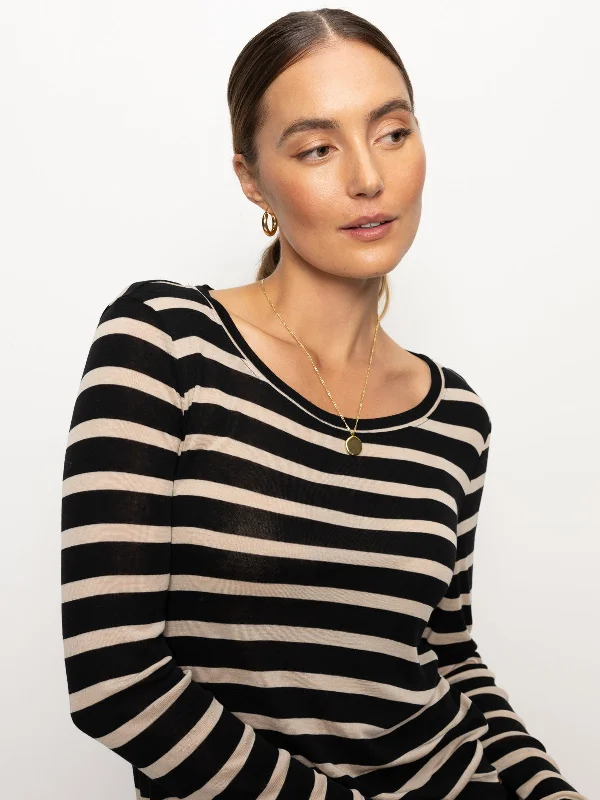 women's tops for gala dinnersFemme Crew Stripe Tee Oat / Black Stripe