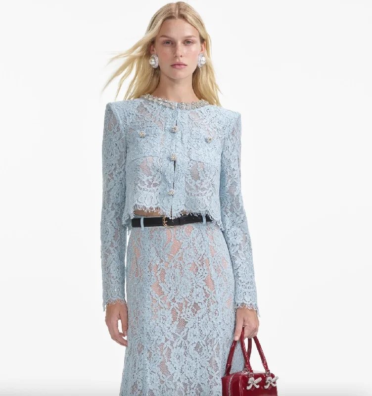 women's coats for everyday wear and tearEmbellished Top - Blue Lace