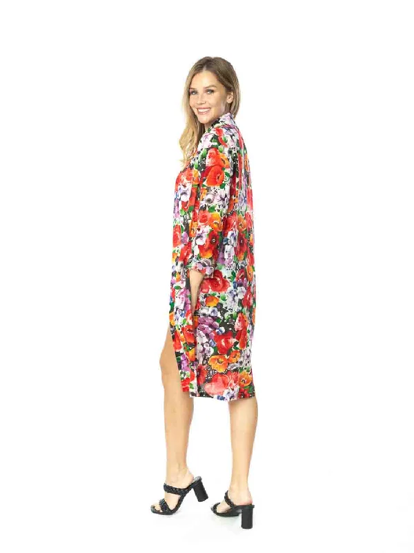 women's coats with liningTianello Sueded CUPRO™  Print "Royal Bouquet" Long "SELENA"  Duster Jacket