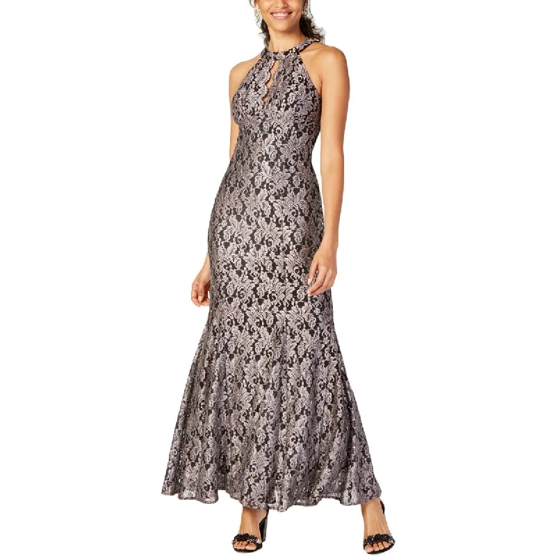 women's A-line dressesNightway Womens Petites Glitter Lace Evening Dress