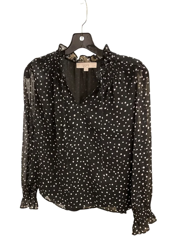 women's tops with bell sleevesTop Long Sleeve By Loft In Black White, Size: S