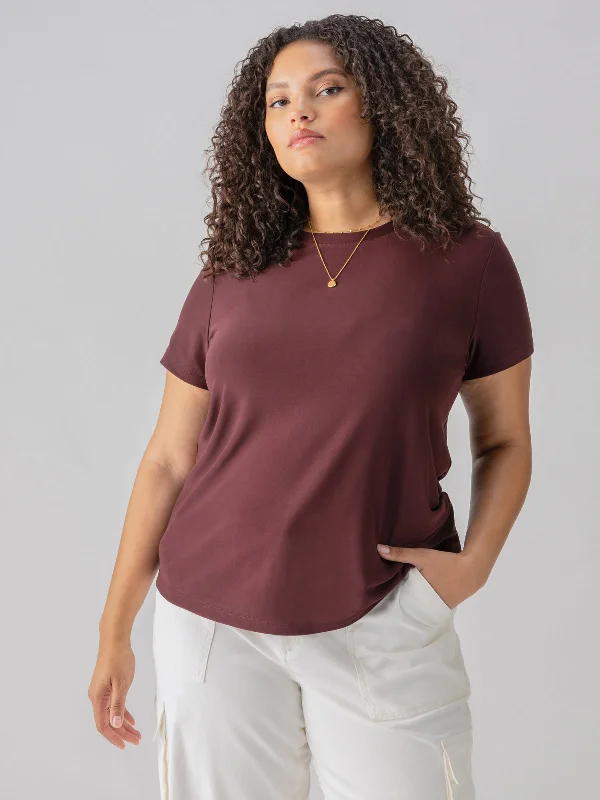 women's tops for beach outingsPerfect Mesh Tee Dark Cherry Inclusive Collection