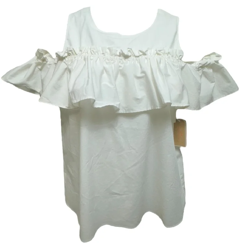 women's tops for those who want to make a fashion statementCold Shoulder Ruffle Blouse By Copper Key In White, Size: Xl