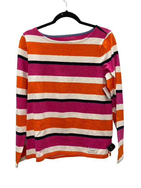 women's tops with lace-up frontsTop Long Sleeve By Talbots In Orange & Pink, Size: S