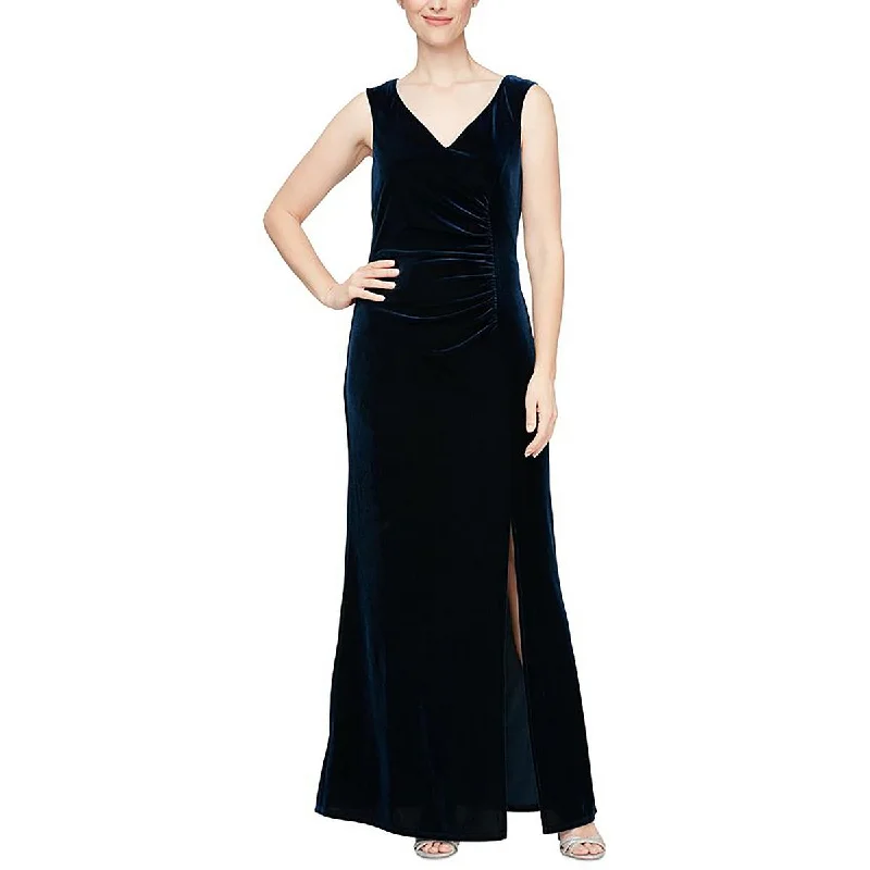 Leather DressSLNY Womens Plus Velvet Long Evening Dress