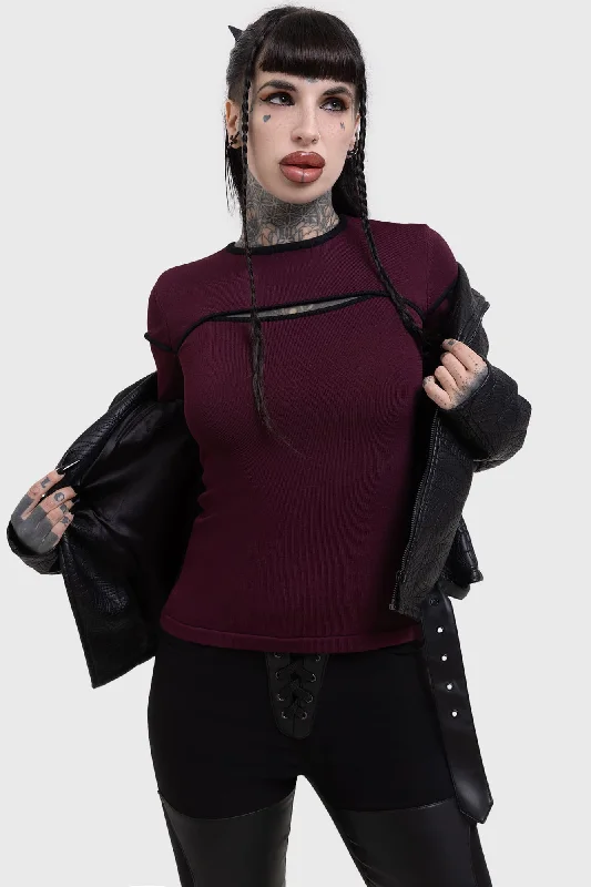 women's tops with lace-up frontsAbyssal Elegy Knitted Top